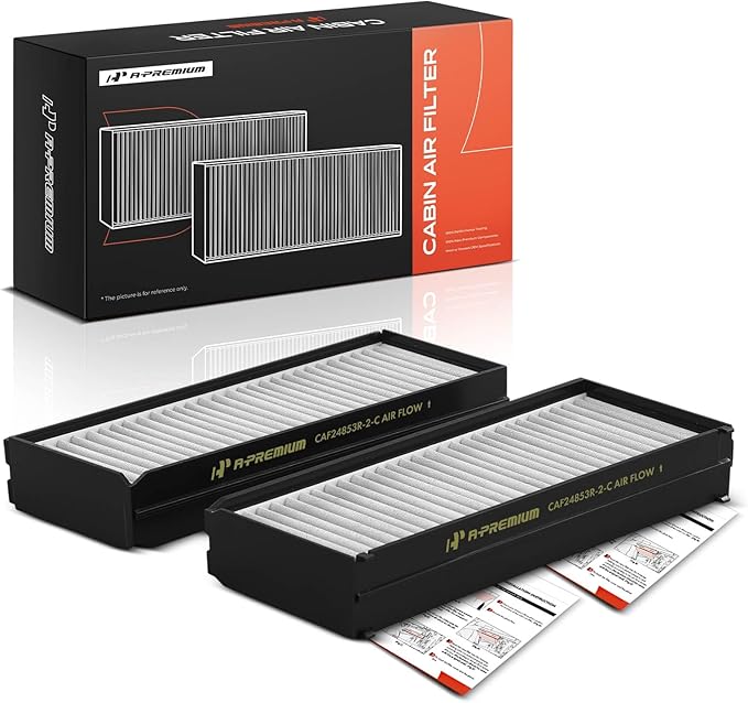 A-Premium 2-PC Cabin Air Filter with Activated Carbon Compatible with Hyundai Sonata 2003-2005 2.4L 2.7L, Santa Fe 2001-2006 2.4L 2.7L, Santa Fe 2003-2006 3.5L, XG350 2004-2005 3.5L
