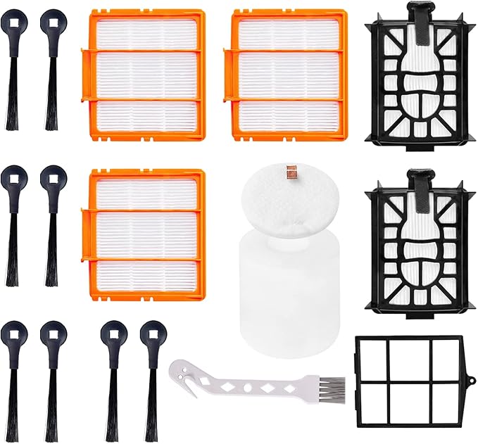 Vacuum Cleaner Replacement Part Kit Compatible with Shark AI AV2501S AV2501AE RV2502AE RV2520AOUS AV2510AOUS(3 HEPA Filter, 8 Side Brush, 2 Base Filter, 1 Primary Filter,1 Foam & Felt Filter)