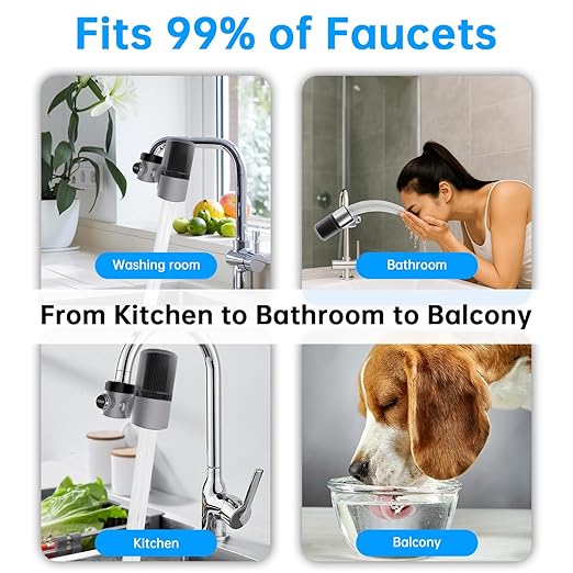 Vortopt Advanced Sink Faucet Filter,360° Rotary Faucet Water Purifier,NSF Certified Level 5 Filtration,Compatible with 99% of Faucets,T6-CTO-Black.