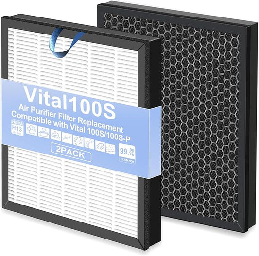 Upgraded 2 Pack levoit Vital 100S Replacement Filter for Vital 100S&100S-P Air Purifier, True H13 HEPA+High-Efficiency Activated Carbon, 3-in-1 Filter for Home, Bedroom,Dust & Odor Elimination