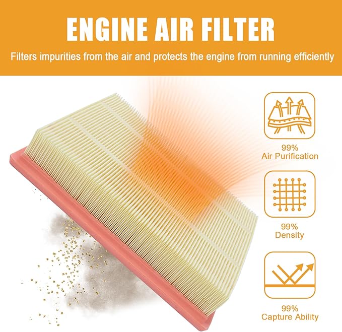 Engine Air Filter Replacement 16546-6RA0A, 27277-6RC0A Cabin Air Filter Combo Set Compatible with Nissan Rogue 2021 2022 2023