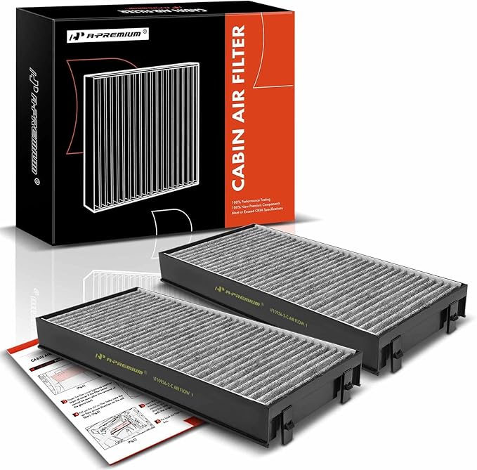 A-Premium 2-PC Cabin Air Filter with Activated Carbon Compatible with BMW X5 2007-2019, X6 2008-2019, Replace# 64116945594, 64119248294