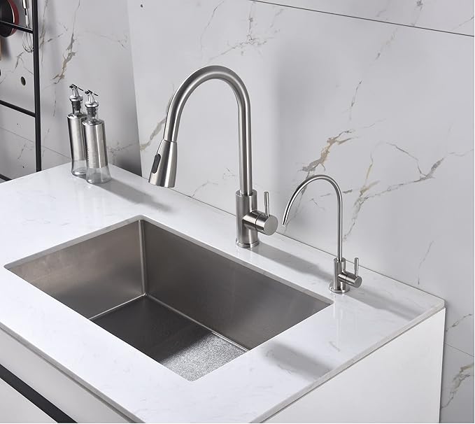 Apaix Drinking Water Faucet Brushed Stainless Steel, Kitchen Water Purifier Faucet for Non-Air Gap Reverse Osmosis Water Filtration System