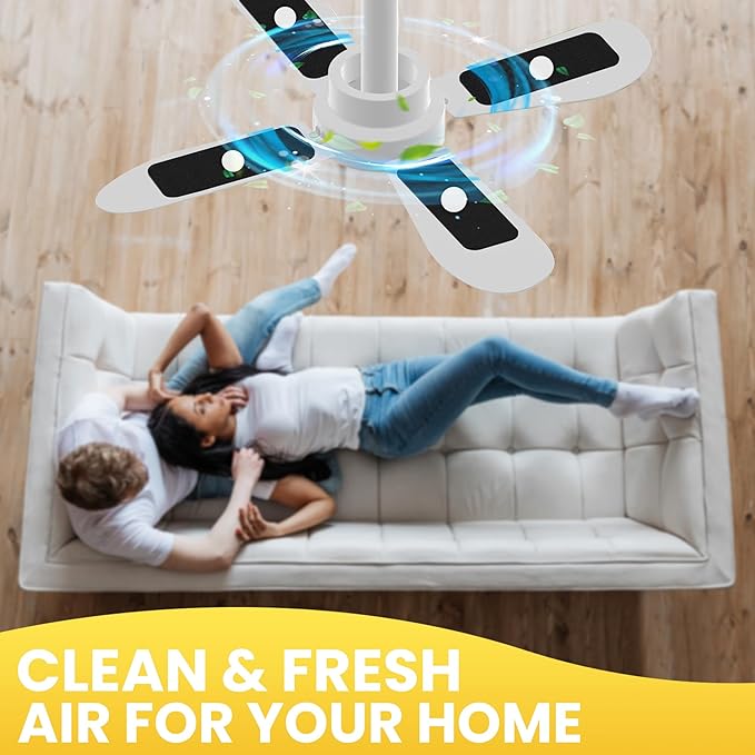Kodia Ceiling Fan Filters for Blades – Activated Carbon Air Purifier Pads for Dust & Odor Control – Universal Fit Fan Filters with Lemon Scent – 10 Pack + 10 Deodorizing Tablets