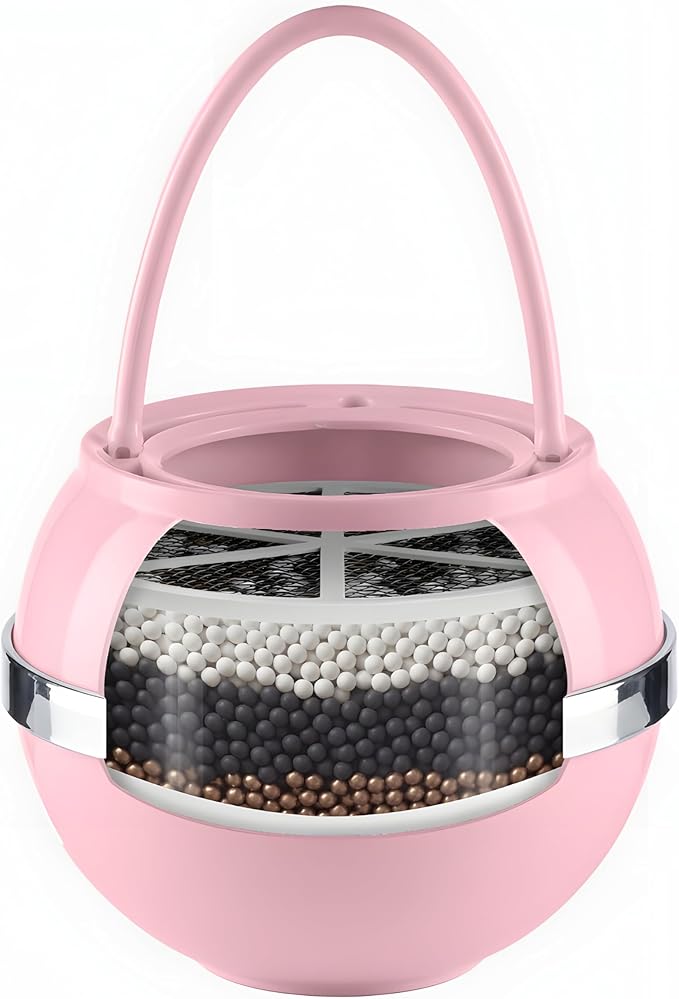 Crystal Quest Premium Bath Ball Water Filter for Bathtub - 3-Stage Filtration, Removes Chlorine, Chloramine & Byproducts, 2,500 Gallons, BPA Free, pH Balanced Water, Fits Most Tubs, Pink