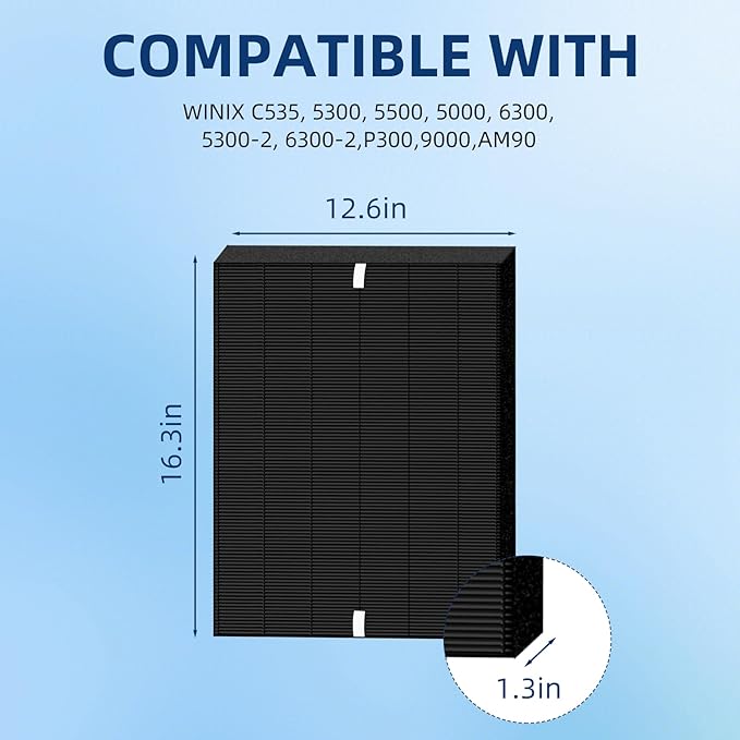 APPLIANCEMATES Upgraded C535 HEPA Replacement Filter A Compatible with Winex Air Purifiers Plasmawave C535 5300 5300-2 6300 6300-2 P300 Air Purifier(Black)