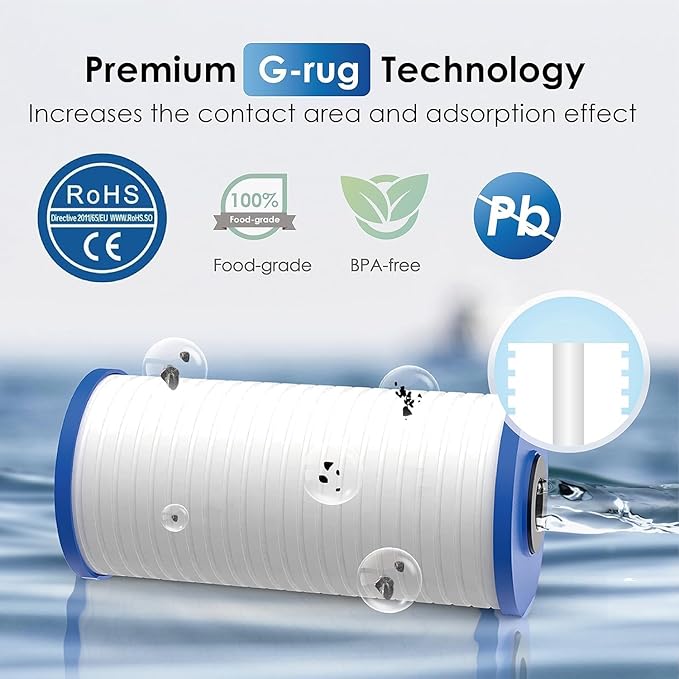 Waterdrop 4.5" x 10" AP810 Whole House 5 Micron Water Filter Cartridge, Sediment Water Filter Replacement Pack of 4