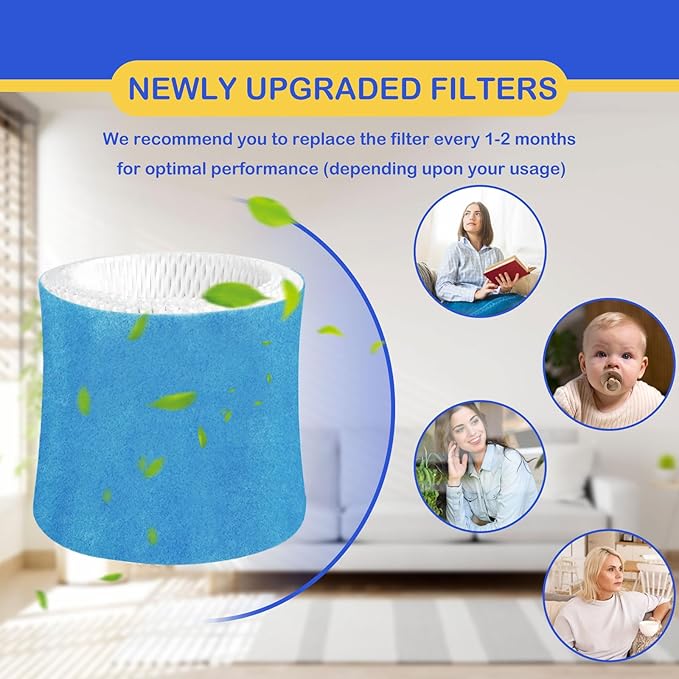 Humidifier Wicking Filter Replacement 2.0 Compatible with Canopy Bedside and Nursery Humidifier 2.0, Wood Pulp & Paper Filter, 3 Pack (Blue)