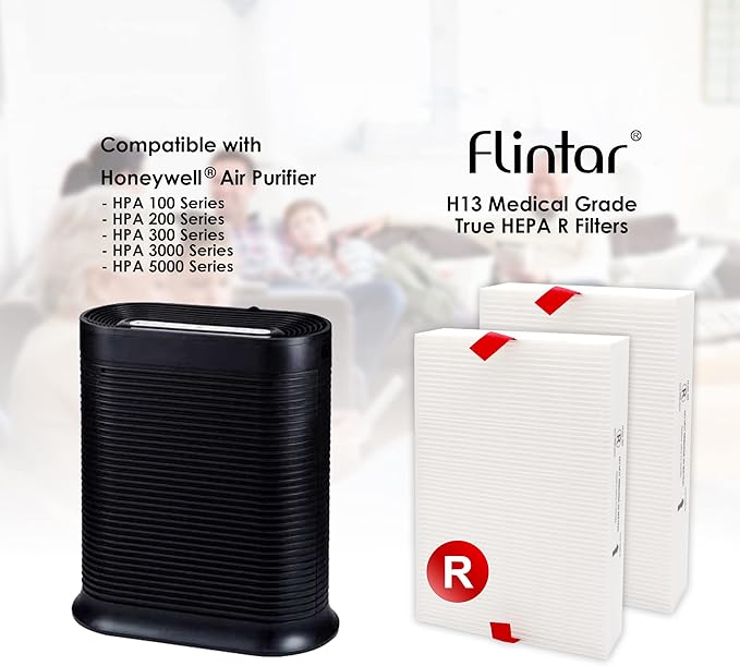 Flintar Replacement Filter R, Compatible with Honeywell Air Purifier HPA300, HPA200, HPA 100 and HPA 5000 Series, HRF-R2, 2-Pack