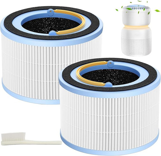 2 Pack for LEVOIT Sprout Filter Replacement, Compatible with LEVOIT Sprout, 3 layer Filter, True 360° 3-Stage Filtration, Part No. LRF-B851-WNA
