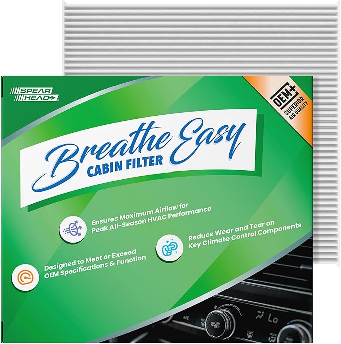 Spearhead OEM+ Particulate Breathe Easy Cabin Filter | Fits 2015-17 Chrysler 200, 2014-18 Cherokee Like OEM | Provides Max Airflow & Enhanced Performance (BE-000P)