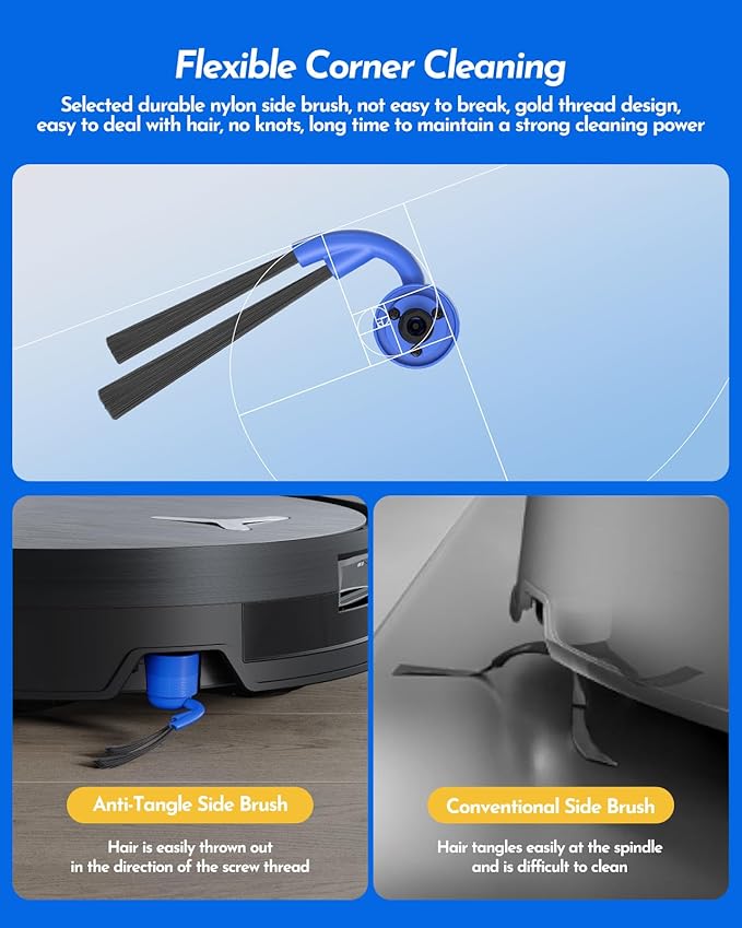 X11 OmniCyclone Accessories Kit for Ecovacs Deebot X11 OmniCyclone/X11 Pro Omni/T80S Omni/Yeedi S16 Plus Robot Vacuum, Deebot x11 Replacement Parts:2 Main Brush, 4 Roller Mop, 6 Side Brush, 4 Filter