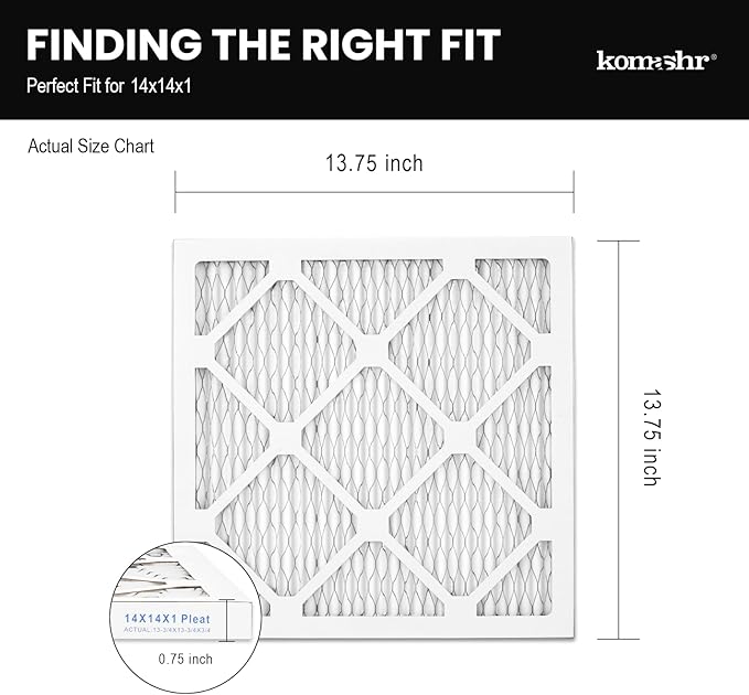 14x14x1 Air Filter MERV 13 (6-Pack), HVAC/Furnace AC Filter Replacement, Dust Defense–Comparable with MPR 1500-1900 & FPR 10 (Actual 13.75x13.75x0.75)
