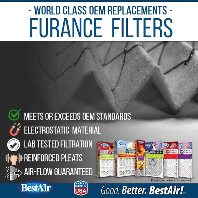 BestAir AB3-1625-11R AC Furnace Air Filter, 16" x 25" x 3", MERV 11, Fits 100%, For Trion Air Bear, Supreme, Skuttle, GeneralAire, Source1 & Ultravation Models, Pack of 3