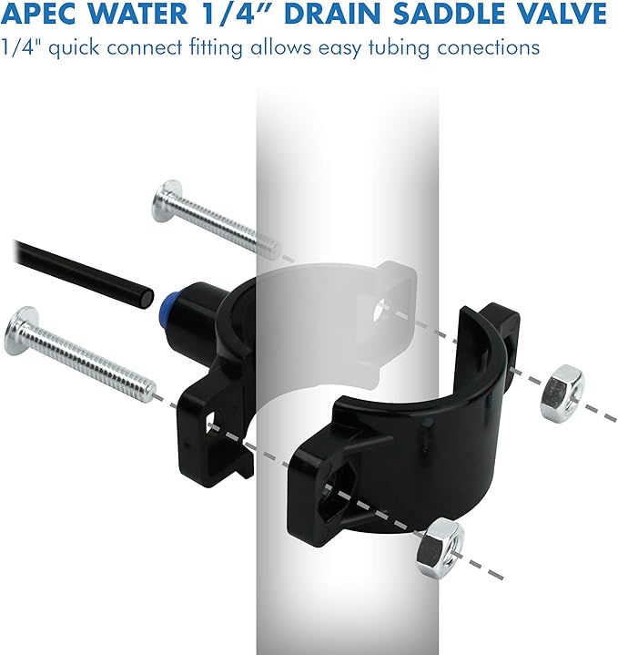 APEC Water Systems Drain Saddle Valve with 1/4" Quick Connect for Under-Sink Reverse Osmosis System (Saddle-Drain)