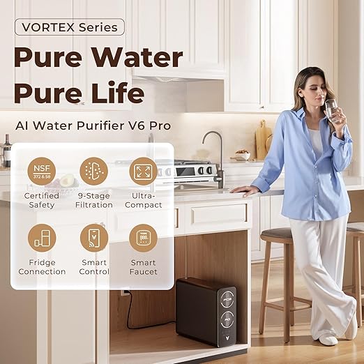 VIOMI V6 Pro Reverse Osmosis System, 600 GPD Undersink Tankless RO Water Filter System, 9 Stage Filtration, 3:1 Pure to Drain, Reduce TDS, NSF/ANSI 372 & 58 Certified, Smart LED Faucet (V6 Pro 600GPD)