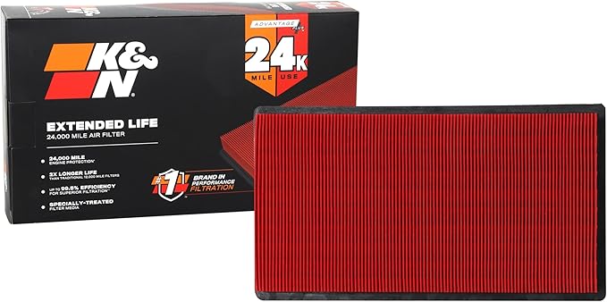 K&N Engine Air Filter: Extended Life 24,000 Mile Replacement Air Filter: Compatible with 2007-2025 Ford/Lincoln/Mazda/Mercury: Vehicle Models (See Description for Select Models), KNX-2395