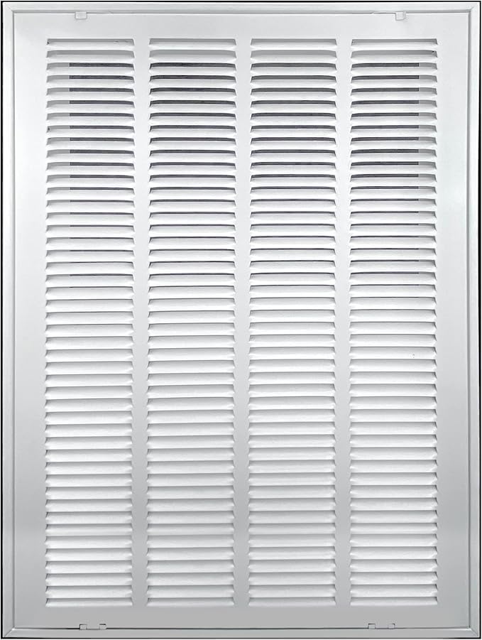 [2 Pack] Fits 16x25 Duct Opening | Steel Return Air Filter Grille by Handua [Fixed Hinged] Vent Cover Grill for Sidewall and Ceiling | White | Outer Dimensions: 18 5/8"W X 27 5/8"H