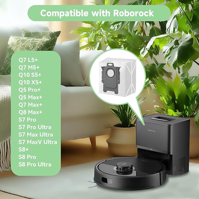 20 Pack Vacuum Bags for Roborock Q7 M5+, Q10 S5+, Q10 X5+, Q8 Max+, Q7 Max+, Q5 Max+, Q5 DuoRoller+, S7 Max Ultra, S7 MaxV Ultra, Q5+, S8+, S8 Pro Ultra – Large Capacity Disposable Dust Bags