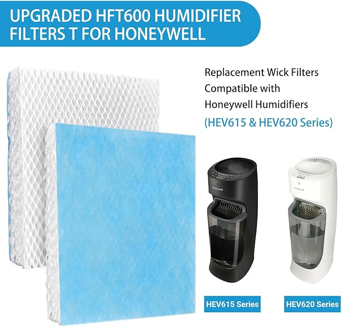 Lemige 4 Pack HFT600 Humidifier Filters T Compatible with Honeywell Humidifier HEV615 and HEV620, Compare to Part HFT600T HFT600PDQ, Upgraded HFT600PF1 Replacement Wicking Filter T