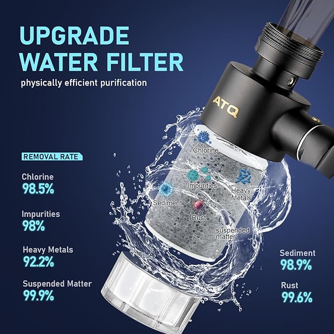 Water Filter for Sink Faucet Extender Aerator,Brass 1080°Rotatable Faucet Aerator,2 Modes Spray Attachment for kitchen/Bathroom,9pcs Cartridges Reduce Chlorine Matte Black