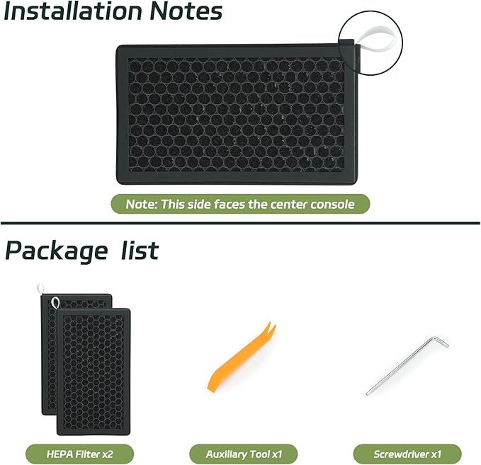 Tesla Model 3 Model Y Replacement Air Filter, 2 Pack 3-in-1 Ture HEPA Cabin Air Filter Replacement, Tesla Model 3 Model Y Accessories (2016-2025)