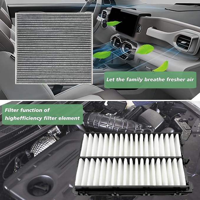 JOJOMARK Cabin and Engine Air Filter Set Fits for 2021-25 K5, 2023-25 Sportage, 2021-25 Sorento, 2022-25 Santa Cruz, 2020-25 Sonata, 2021-25 Santa Fe, 2022-25 Tucson, 97133-L0000, 28113-L1000
