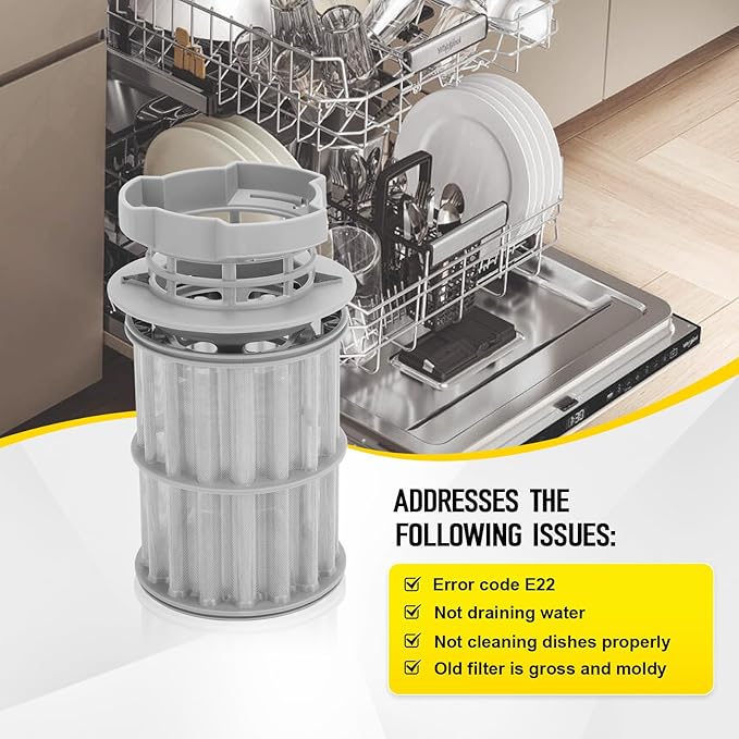 00645038 Dishwasher Fine Filer & Coarse Micro Filter for Bosch Kenmore Thermador Dishwasher, Replaces AP4339631 00651097 PS3479708 PS8730270