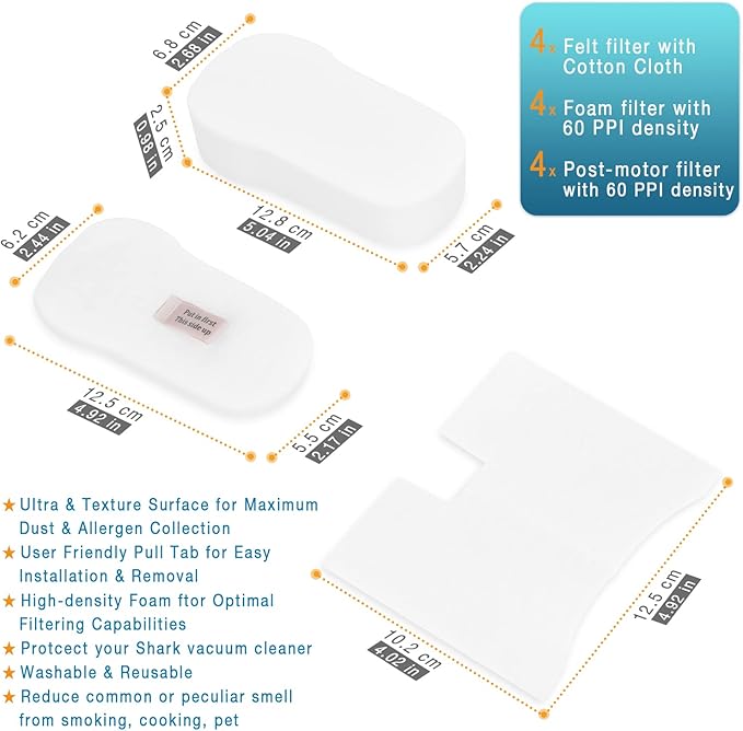 HZ2000 Replacement Filters for Shark Vertex DuoClean Vacuum Cleaner UV580 HZ2000 HZ2002 HZ251 HZ602 HH200 HH202 HZ251 HS152AMZ HZ2003C