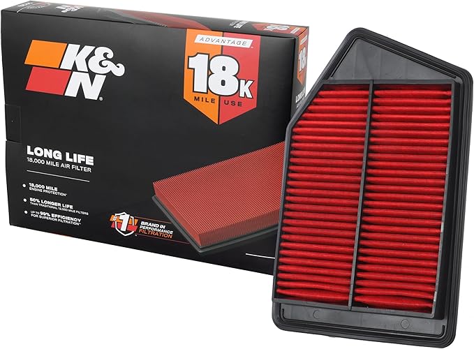 K&N Engine Air Filter: Long Life 18,000 Mile Replacement Air Filter: Compatible with 2013-2019 Honda/Acura L4 (Accord, Spirior, TLX), KNA-2498