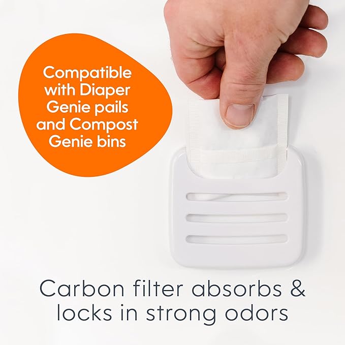 Diaper Genie Carbon Filter (4-Pack) | Diaper Pail Odor Eliminator & Deodorizer | Compatible with the Diaper Genie Complete and Expressions Pail