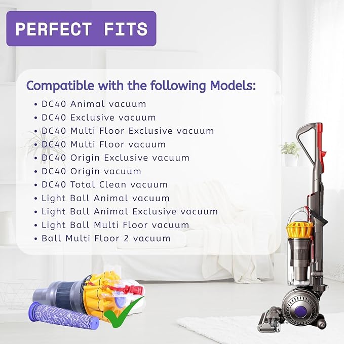 Nispira Pre-Motor Filters Replacement Kit Compatible with Dyson DC40 Light/Slim Ball Animal Multi Floor, Compare to Part #923587-02, 1 Pack
