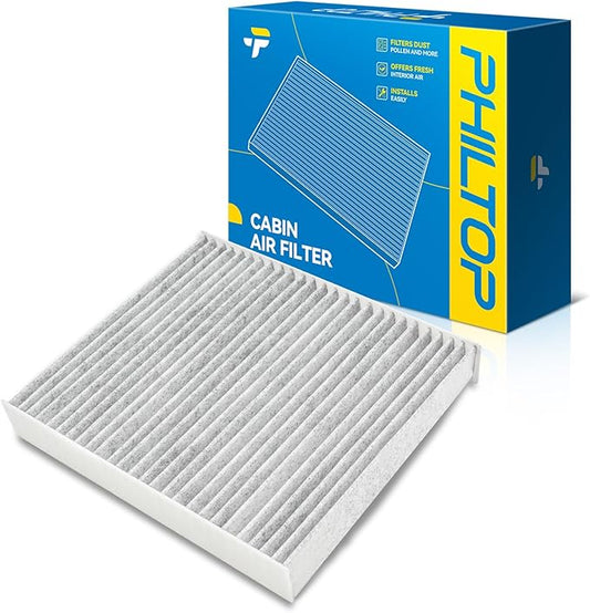 PHILTOP Cabin Air Filter w/Activated Carbon, Compatible with CF10377 Subaru Impreza 2002, 2003, 2004, 2005, 2006, 2007, Saab 9-2X 2005, 2006, Premium Activated Carbon Filter Up Dust Pollen Odor