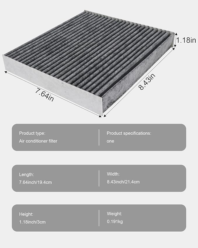 87139-YZZ20 Cabin Air Filter with Activated Carbon Compatible with 2005-2017 Toyota,87139-YZZ10 87139-YZZ08 Compatible with 2006-2015 Lexus,Replaces CF10285 CP285 C3566