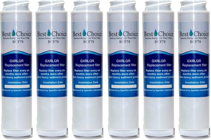 BCF78 Compatible with GE GXRLQR Certified Refrigerator Replacement Cartridge Fits GXRLQ, GX1S50, GXSTQ, GXRLOR SmartWater Twist and Lock Inline Filter (6-Pack)