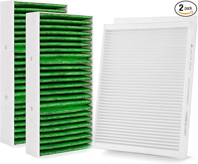 2PCS Cabin Air Filter Set Fit for 2016-2019 Mercedes GLE400 GLE350 GLE550e GLE43; 2012-2015 ML350; 2017-2019 GLS450 GLS550; 2013-2016 GL450 GL550 Air Filter Replace 1668300318 1668300218