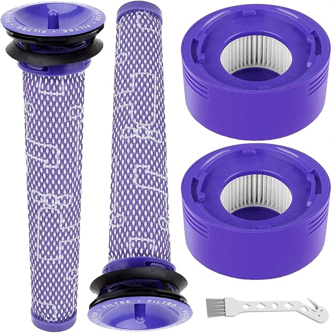 4 Pack V8 Vacuum Filters Replacement Kit Compatible with Dyson V7, V8 Animal and Absolute Vacuum, Compare to Part 965661-01 and 967478-01, 2 Pre-Filters, 2 Post-Filters