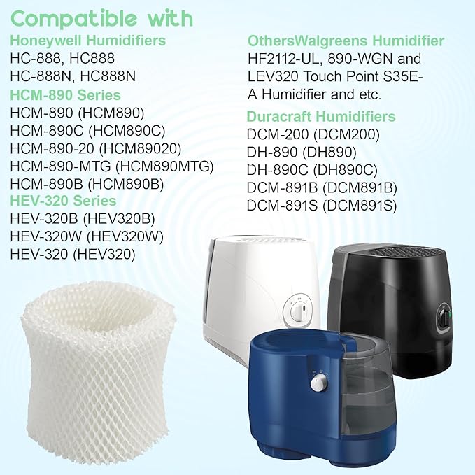 Humidifier Wicking Filters Replacement for Honeywell HC-888, HC-888N, Filter C, HCM-890, HEV-320 Series, Compatible with Duracraft DCM-200, DH-890 2-Pack