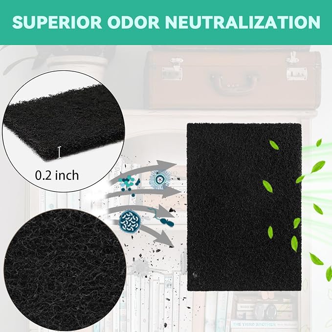 8 Pcs Charcoal Filters Compatible with Van Ness, 4.5 x 6.5" Replacement Activated Carbon Premium Filters for Cat Litter Box, Thickened and Durable,Eliminate Odor and Controls Moisture on Pet's Body