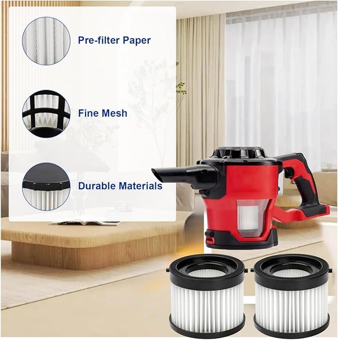 3-Pack 49-90-0160 Cartridge HEPA Filter Compatible with Milwaukisi 49-90-1951 0882-20 Vacuum Cleaner