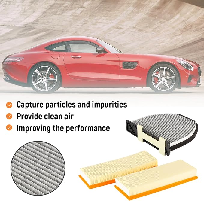CUK29005 C3698/3-2（2pcs） HU718/5X Engine Air Filter Fits for Mercedes-Benz C240 E320 C230 C300 C320 C350 E350 E500 Gl450 Sl500 Cabin Air Filter Oil Filter Engine Air Filter