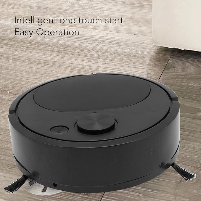 Fdit Robot Vacuum Cleaner, Mini Automatic Avoidance USB Charging Smart Sweeping Robot for Wooden Flooring for Carpet (Black)