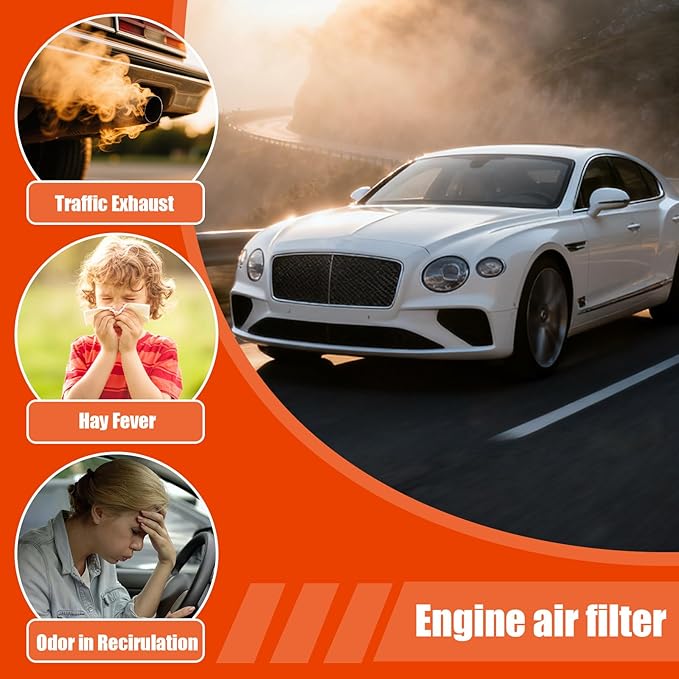 16546-6RA0A Engine Air Filter & 27277-6RC0A Cabin Air Filter Combo Set Compatible with Nissan Vehicle Rogue 2021 2022 2023 2.5L 1.5L Replace OE 165466RA0A 272776RC0A