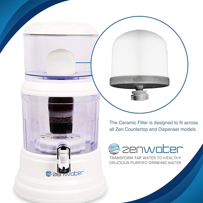 ZENWATER Genuine Micro Ceramic Dome Filter Replacement - Exclusively for Zen Water Countertop Gravity Filtration System - Clean and Mineral-Rich Hydration