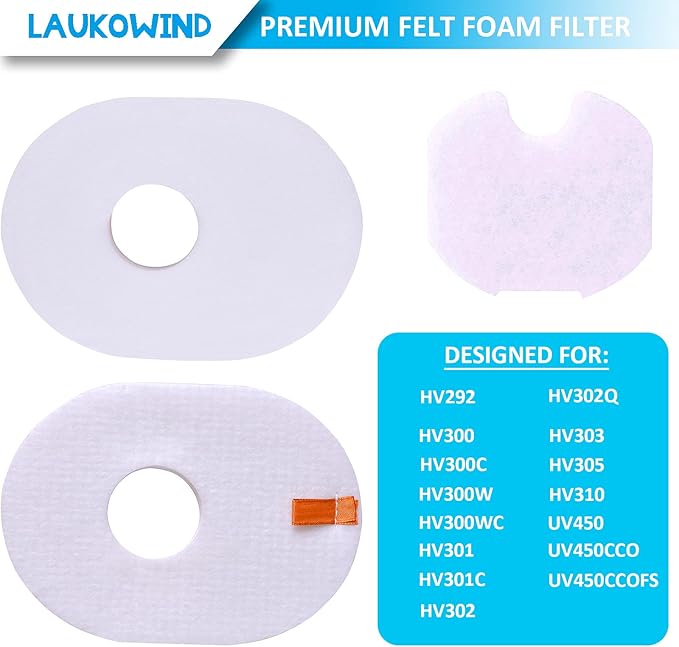 HV300 Filte Replacement Foam Felt for Shark Rocket Vacuum CS100 CS110 HV290 HV300 HV301 HV302 HV303 HV305 HV307310 HV308 HV310 UV450 Replacement Part Number XFFV300 (2-Pack)