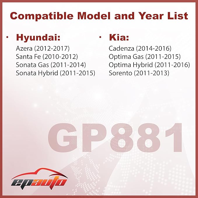 EPAuto GP881 (28113-2P100) Engine Air Filter, Replacement for Hyundai Sonata, Santa Fe, Azera; Kia Optima, Sorento, Cadenza – Fits Gas & Hybrid Models (2010–2017)