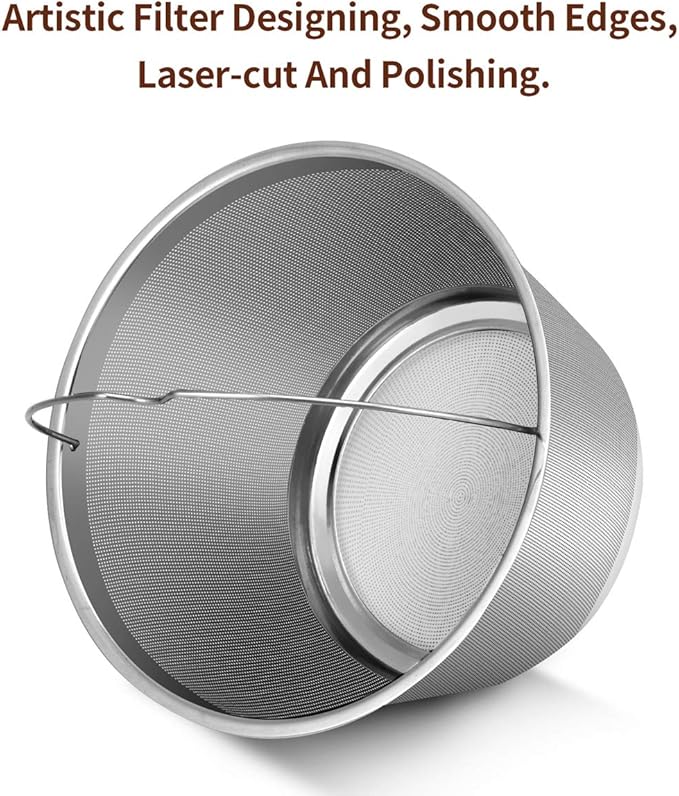 Reusable Stainless Steel Coffee Filter for Cuisinart & Hamilton Beach 8-12 Cup Drip Coffee Makers, Permanent Replacement Filter, Ultra Fine Mesh, Dishwasher Safe, BPA-Free