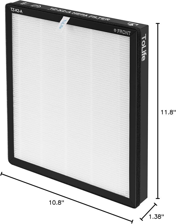 ToLife TZ-K2 Air Purifier Replacement Filter, 3-in-1 High-Efficiency Activated Carbon Filter, TZ-K2-A, 1 Pack, White