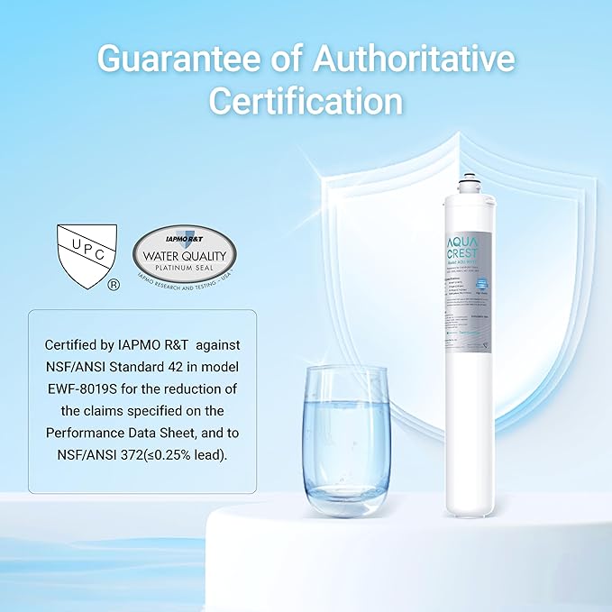 AQUA CREST I2000 2 Under Sink Water Filter, Replacement for Everpure i2000, EV9612-22, MC2, ESO7, MH2, EV9612-56, EV9607-25, EV9613-21, NSF/ANSI 42 Certified, 26K Gallons, Pack of 2