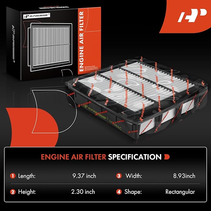 A-Premium Engine Air Filter Compatible with Hyundai Sonata 2006-2010 3.3L, Azera 2006-2011, Replace# 28113-3K200, 281133K200